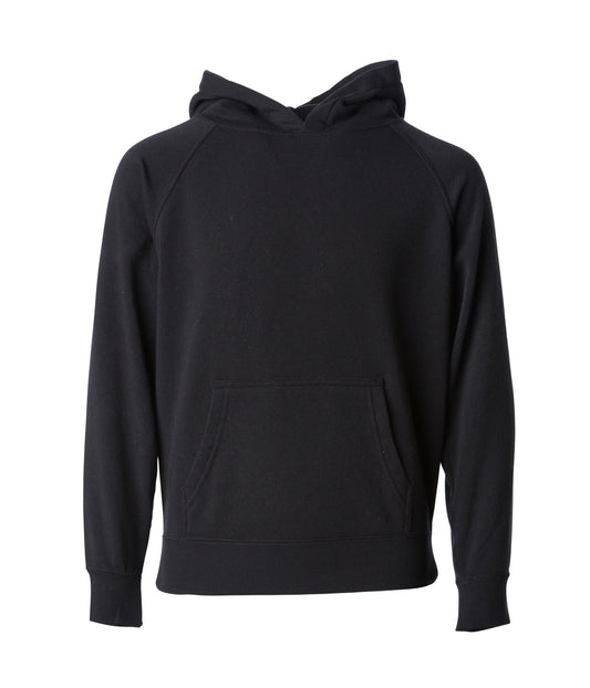PRM15YSB - Youth Lightweight Special Blend Raglan Hooded Pullover - Black / XS - HOODIES