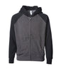 PRM15YSBZ - Youth Lightweight Special Blend Raglan Zip Hood - Carbon Black / XS - ZIPS