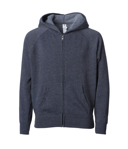 PRM15YSBZ - Youth Lightweight Special Blend Raglan Zip Hood - Midnight Heather / XS - ZIPS