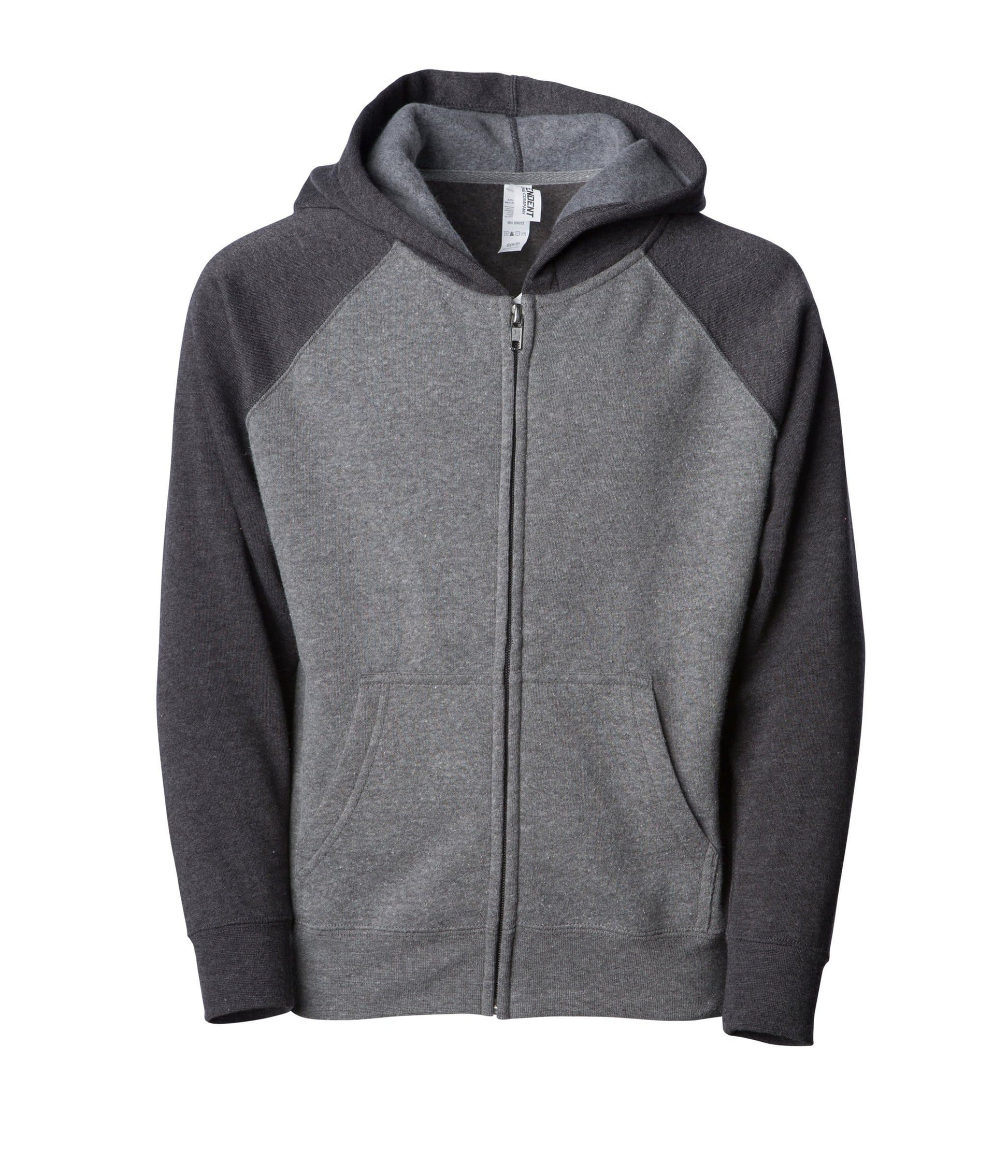 PRM15YSBZ - Youth Lightweight Special Blend Raglan Zip Hood - Nickel Carbon / XS - ZIPS
