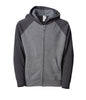 PRM15YSBZ - Youth Lightweight Special Blend Raglan Zip Hood - Nickel Carbon / XS - ZIPS