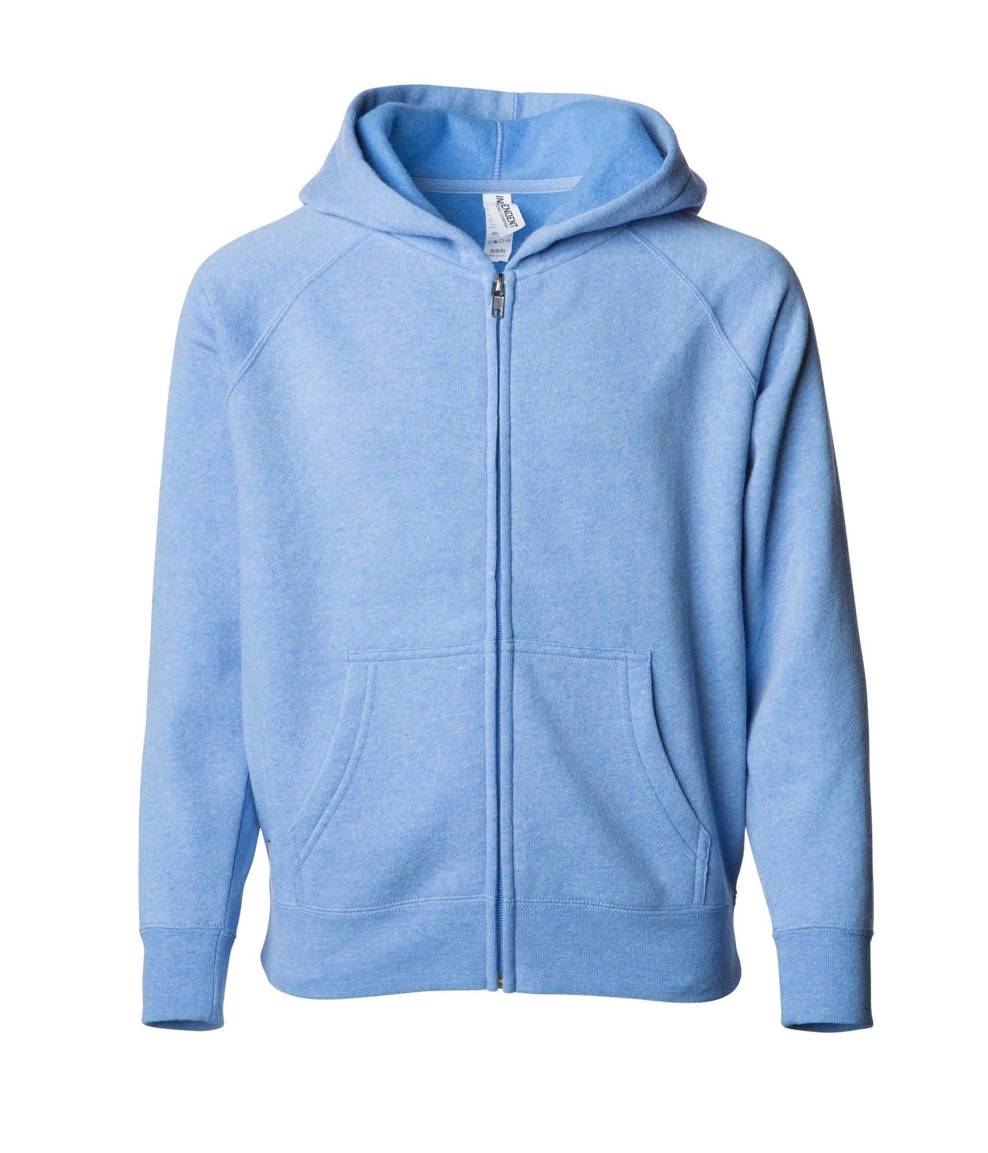 PRM15YSBZ - Youth Lightweight Special Blend Raglan Zip Hood - Pacific Heather / XS - ZIPS