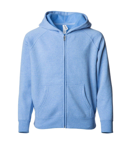 PRM15YSBZ - Youth Lightweight Special Blend Raglan Zip Hood - Pacific Heather / XS - ZIPS