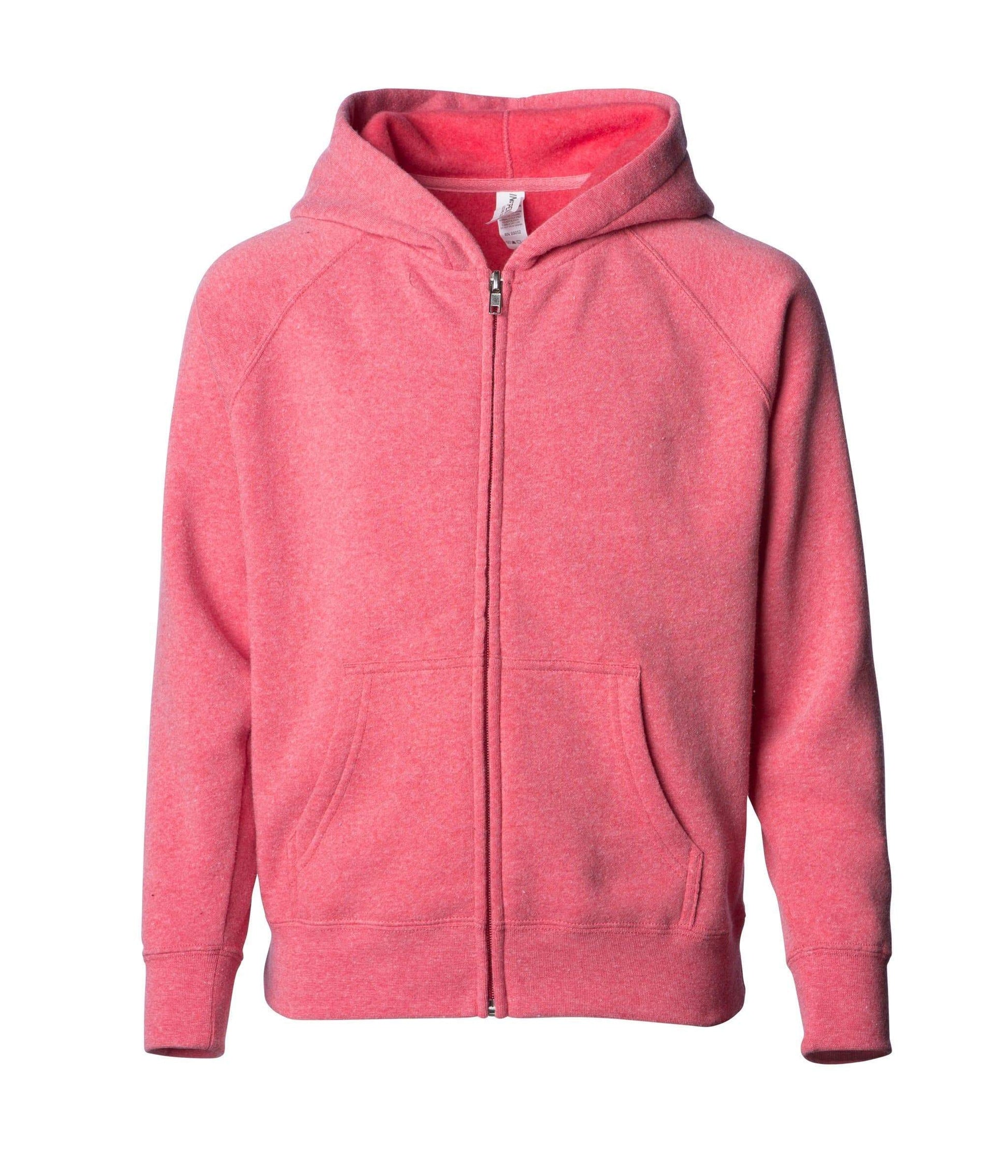 PRM15YSBZ - Youth Lightweight Special Blend Raglan Zip Hood - Pomegranate / XS - ZIPS