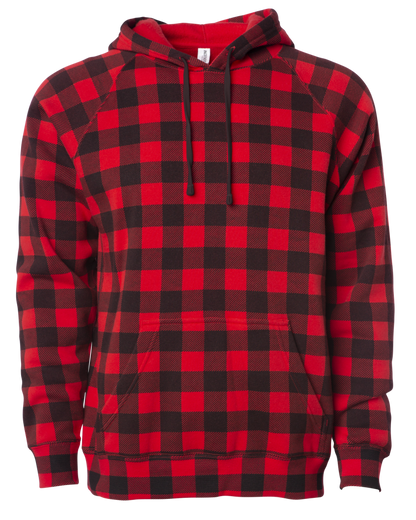 PRM33SBP - Special Blend Raglan Hooded Pullovers - Red Buffalo Plaid / XS - HOODIES
