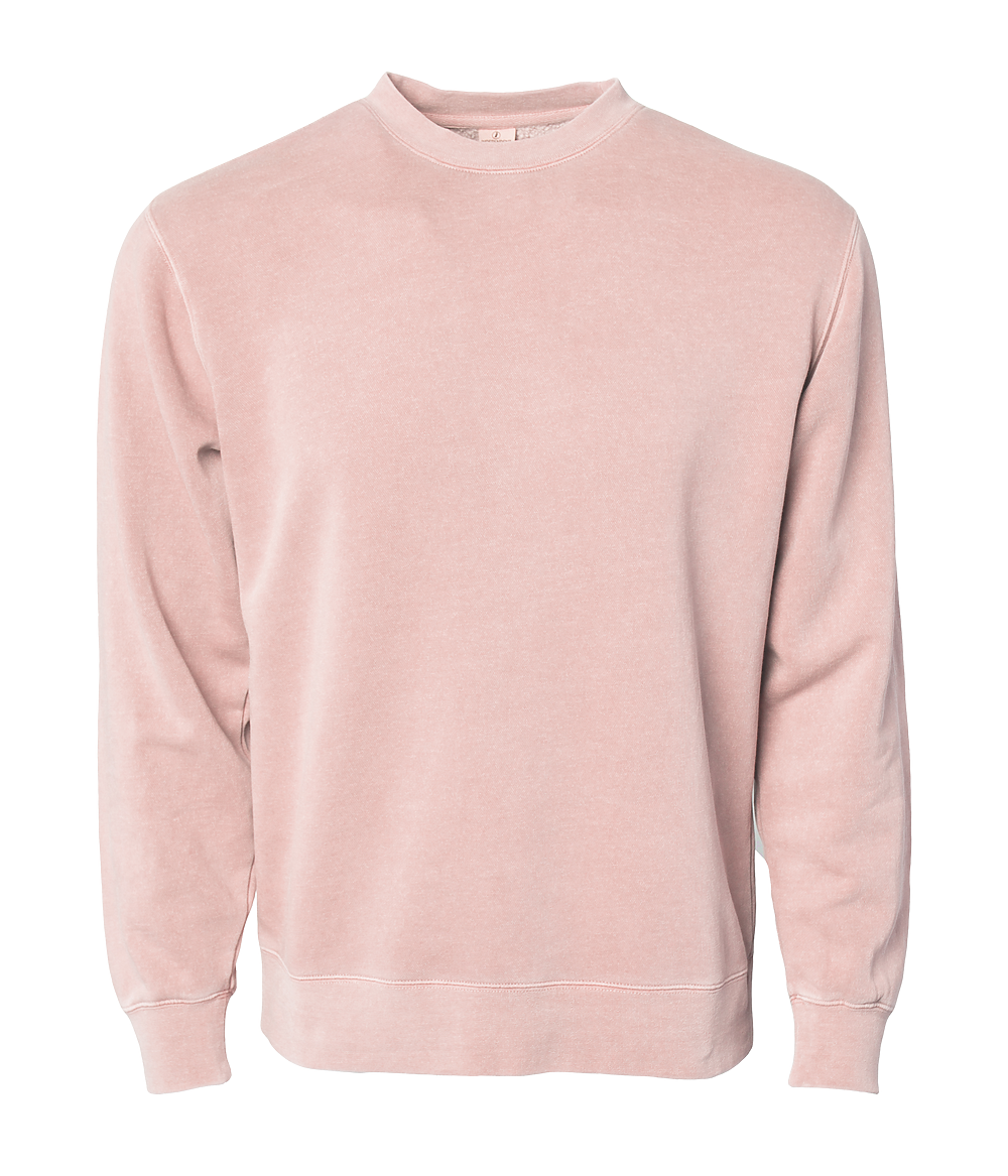 PRM3500 - Unisex Midweight Pigment Dyed Crew Neck - Dusty Pink / XS - CREWNECKS