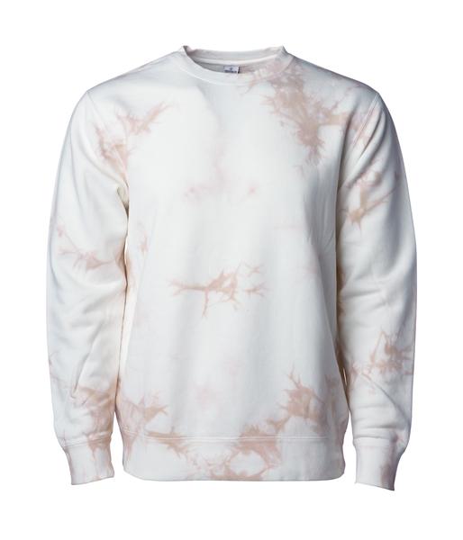 PRM3500TD - Unisex Midweight Tie Dye Crew - Dusty Pink / XS - CREWNECKS