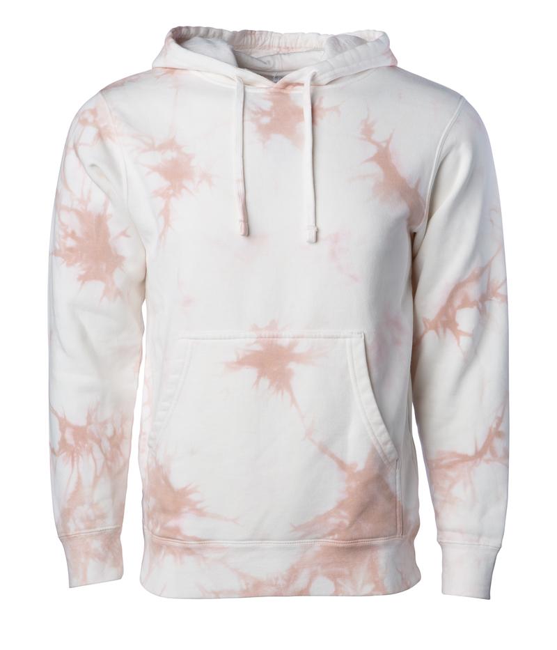 PRM4500TD - Unisex Midweight Tie Dye Hooded Pullover - Dusty Pink / XS - HOODIES