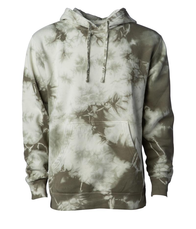 PRM4500TD - Unisex Midweight Tie Dye Hooded Pullover - Olive / XS - HOODIES