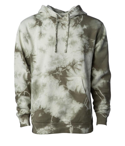 PRM4500TD - Unisex Midweight Tie Dye Hooded Pullover - Olive / XS - HOODIES