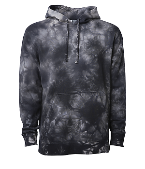 PRM4500TD - Unisex Midweight Tie Dye Hooded Pullover - Black / XS - HOODIES
