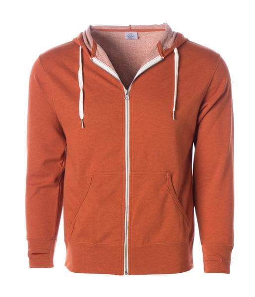 PRM90HTZ - Unisex French Terry Zip Hooded Sweatshirt - Burnt Orange Heather / XS - ZIPS