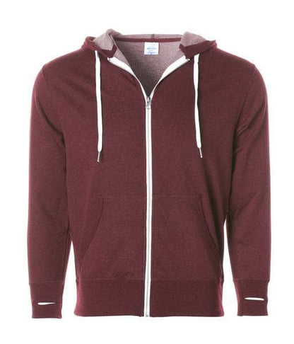 PRM90HTZ - Unisex French Terry Zip Hooded Sweatshirt - Burgundy Heather / XS - ZIPS