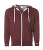PRM90HTZ - Unisex French Terry Zip Hooded Sweatshirt - Burgundy Heather / XS - ZIPS