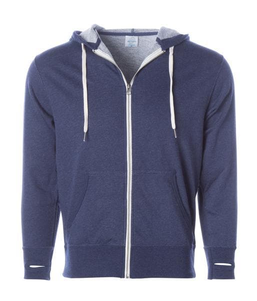 PRM90HTZ - Unisex French Terry Zip Hooded Sweatshirt - Navy Heather / XS - ZIPS
