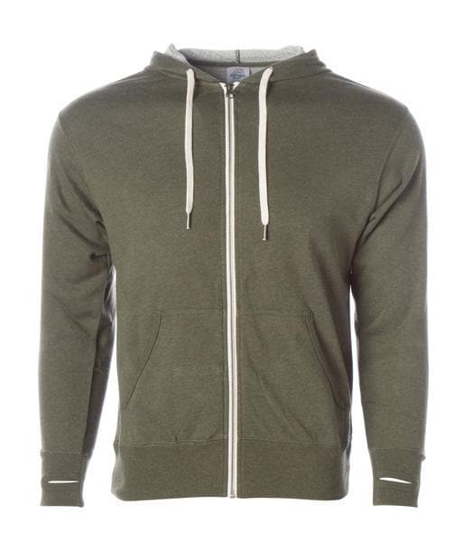 PRM90HTZ - Unisex French Terry Zip Hooded Sweatshirt - Olive Heather / XS - ZIPS