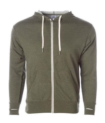 PRM90HTZ - Unisex French Terry Zip Hooded Sweatshirt - Olive Heather / XS - ZIPS