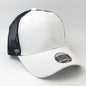 Trucker Cap - 153 Cotton Structured Black Mesh Adjustable - OSFA / & White - Plain
