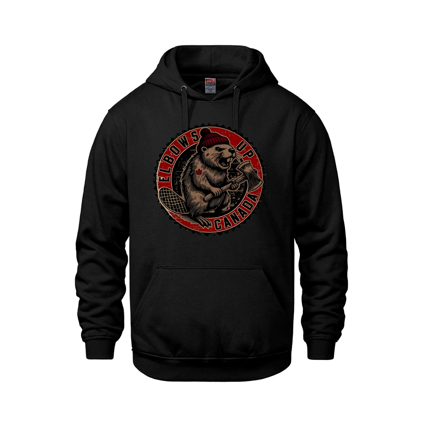 Elbows Up Canada Pullover Hoodie – Featuring the Mighty Beaver!