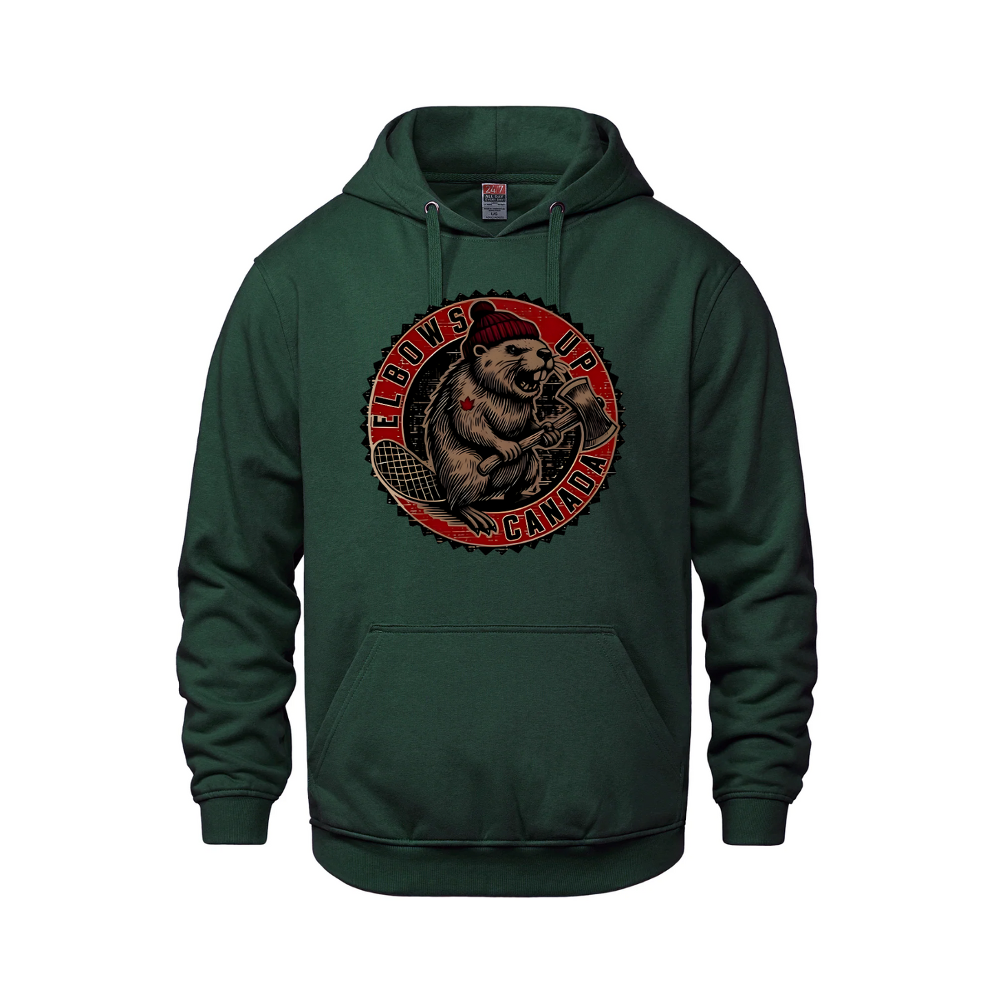 Elbows Up Canada Pullover Hoodie – Featuring the Mighty Beaver!