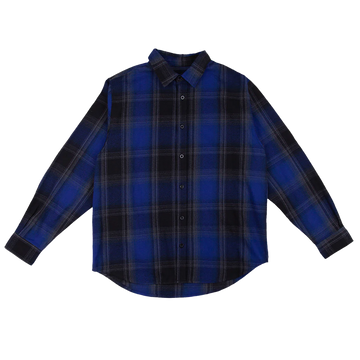 Plaid Flannel Overshirt - Royal Black / XS - SHIRTS