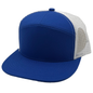 GNV-7005M - 7 Panels Mesh Flat Bill Cap - White Royal / One Size - CAPS