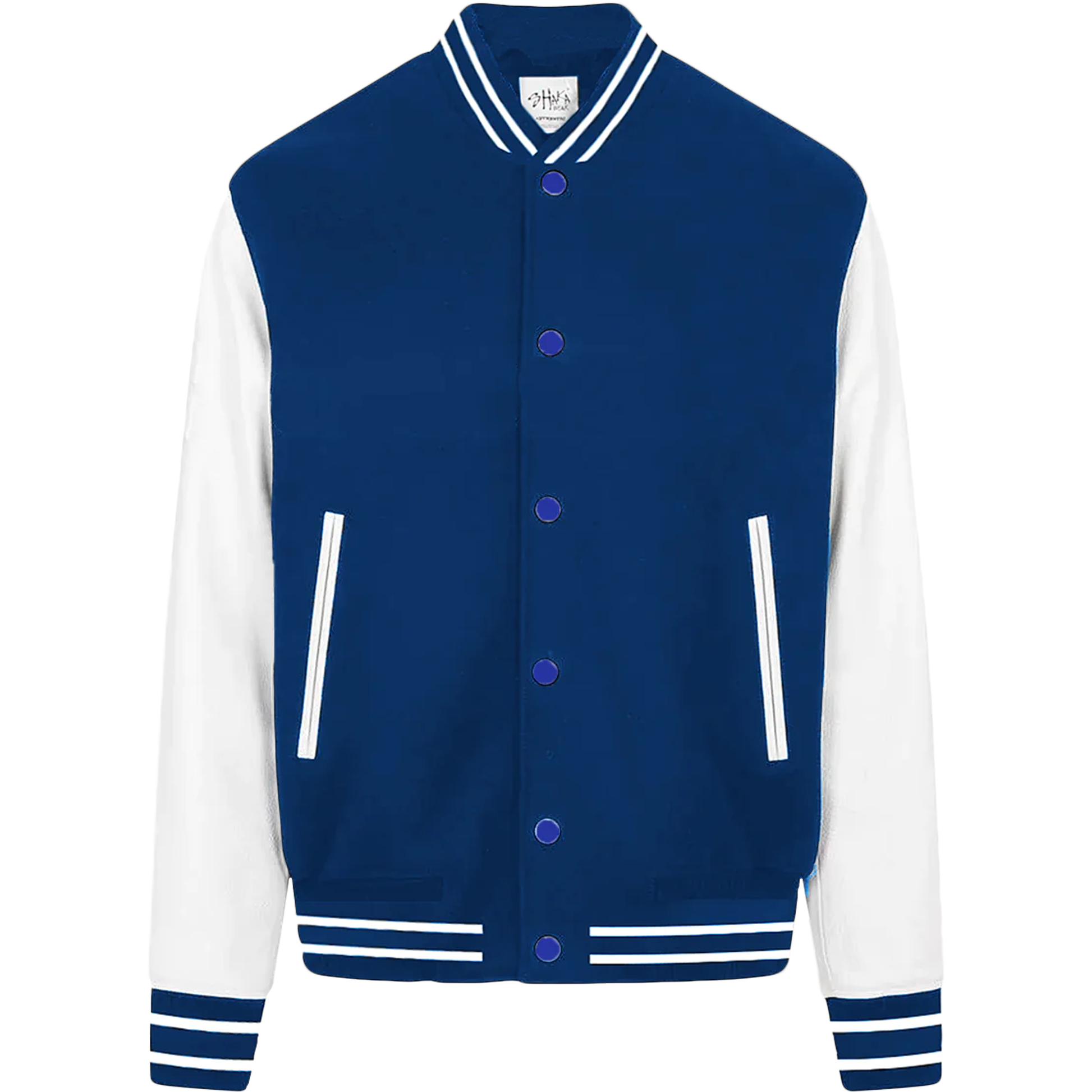 Leather Letterman Jacket - White Royal / S - COATS & JACKETS