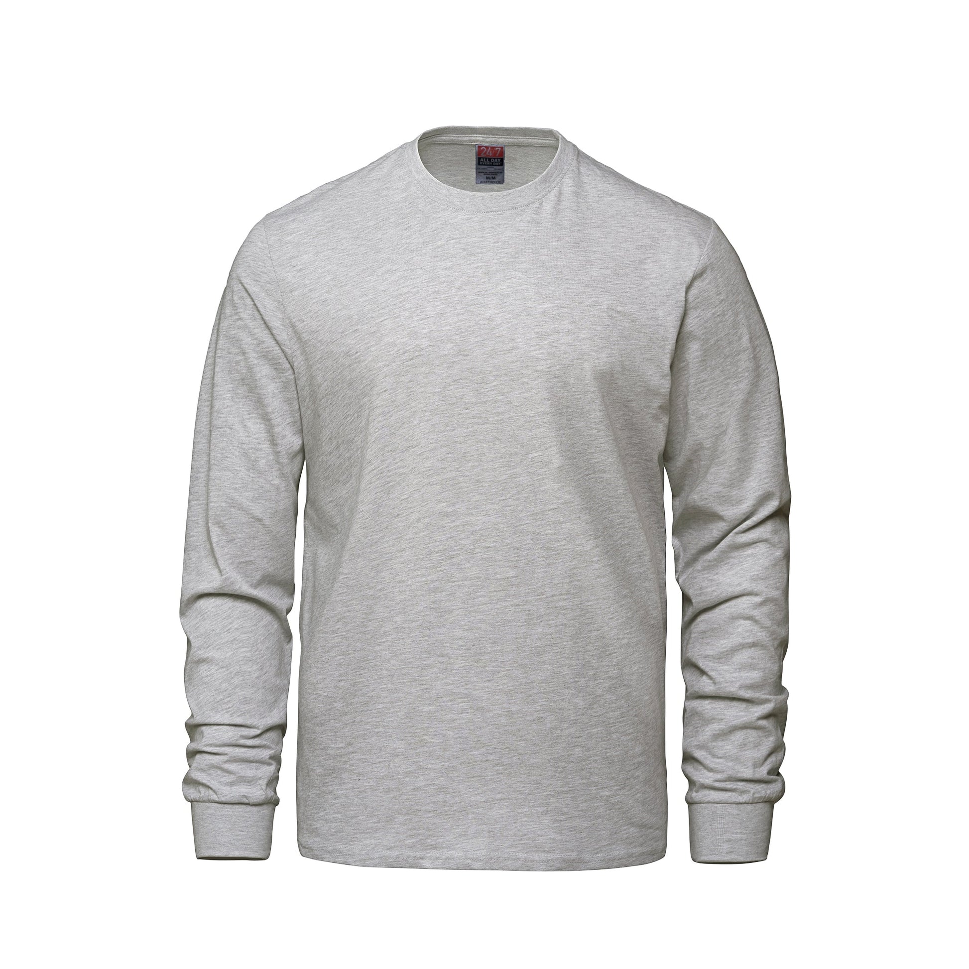 S05615 - Breeze - Adult RING SPUN Combed Cotton Long Sleeve Crewneck T-Shirt - Athletic Grey Heather / S