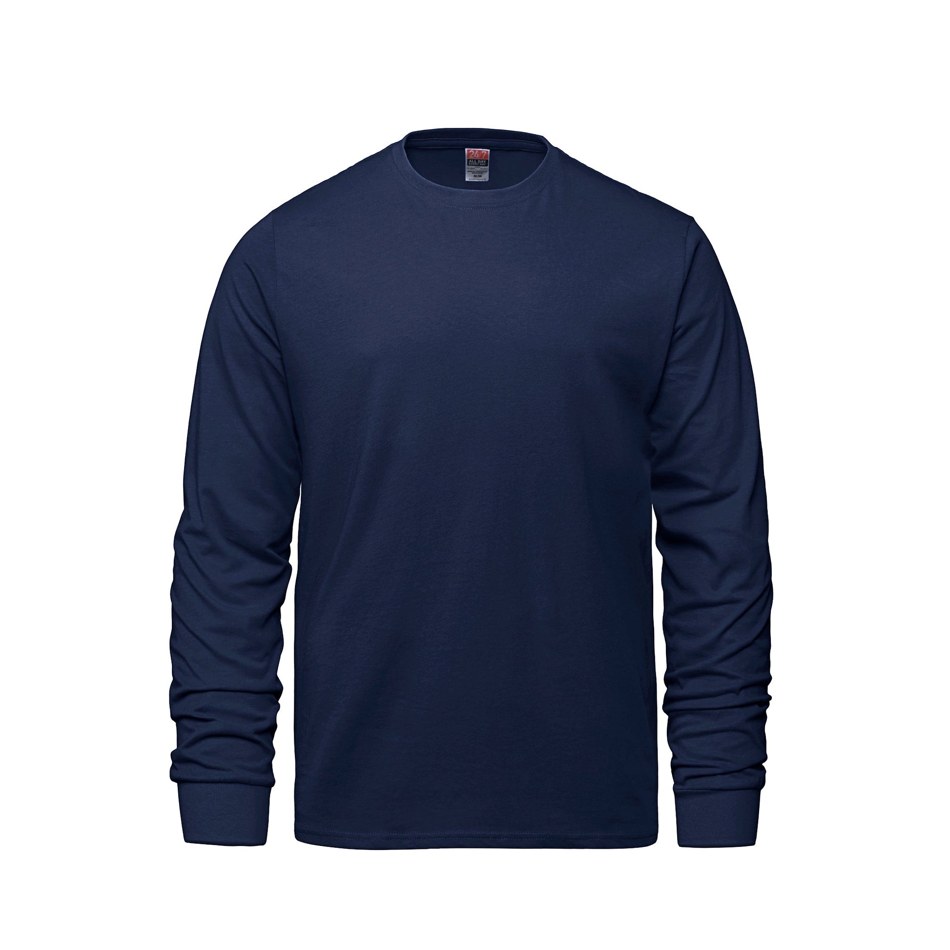 S05615 - Breeze - Adult RING SPUN Combed Cotton Long Sleeve Crewneck T-Shirt - Navy / S