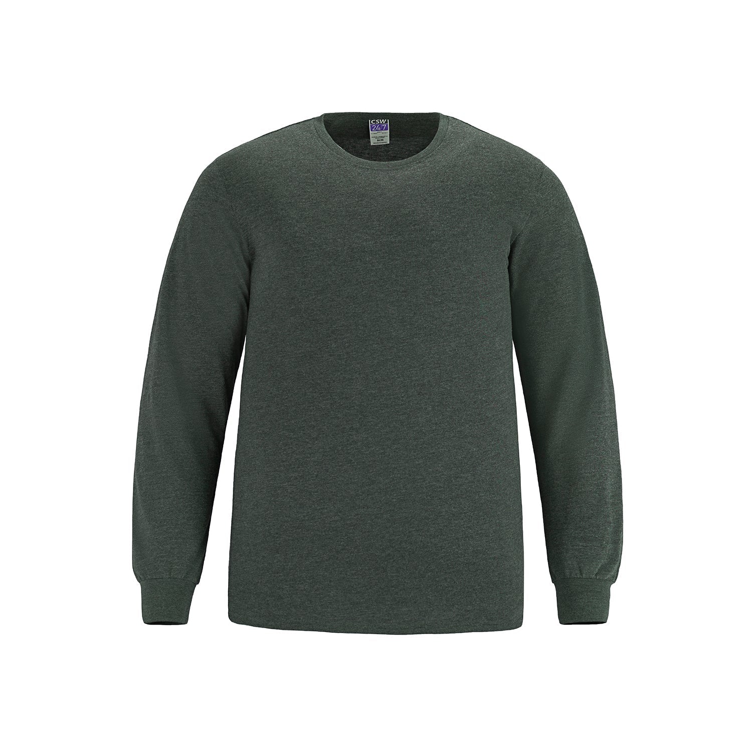 S5615Y - Breeze - Youth RING SPUN Combed Cotton Long Sleeve Crewneck T-Shirt - Charcoal Heather / XS