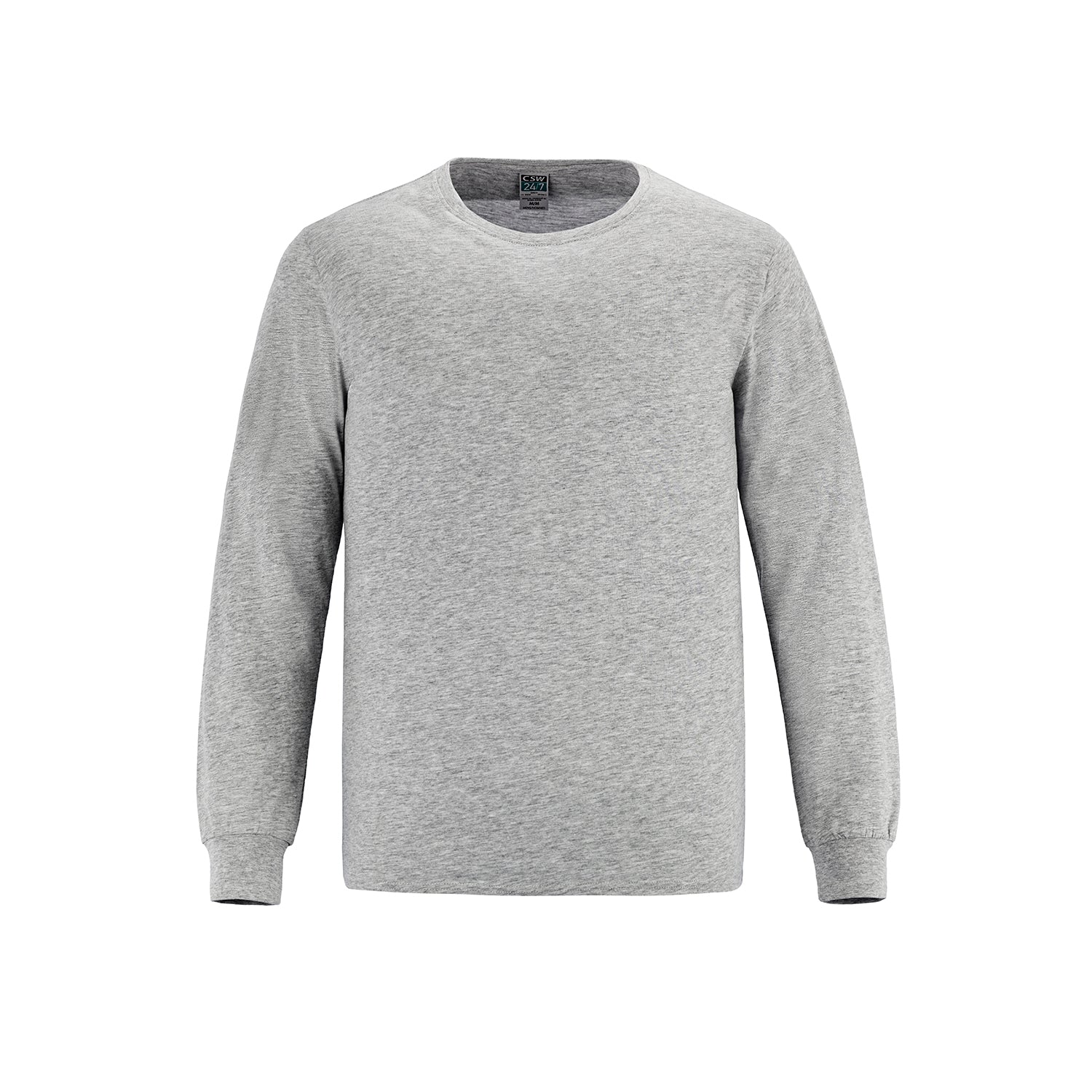 S5615Y - Breeze - Youth RING SPUN Combed Cotton Long Sleeve Crewneck T-Shirt - Athletic Grey Heather / XS