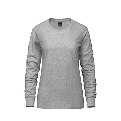 S05616 - Breeze - Ladies RING SPUN Combed Cotton Long Sleeve Crewneck T-Shirt - Athletic Grey Heather / XS