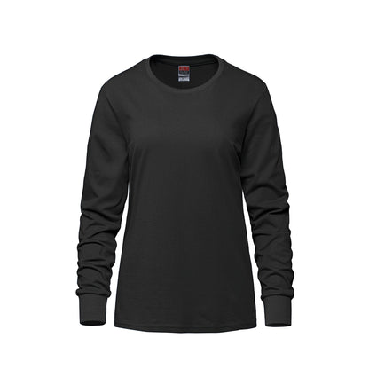 S05616 - Breeze - Ladies RING SPUN Combed Cotton Long Sleeve Crewneck T-Shirt - Black / XS