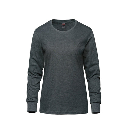 S05616 - Breeze - Ladies RING SPUN Combed Cotton Long Sleeve Crewneck T-Shirt - Charcoal Heather / XS
