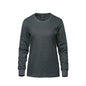 S05616 - Breeze - Ladies RING SPUN Combed Cotton Long Sleeve Crewneck T-Shirt - Charcoal Heather / XS
