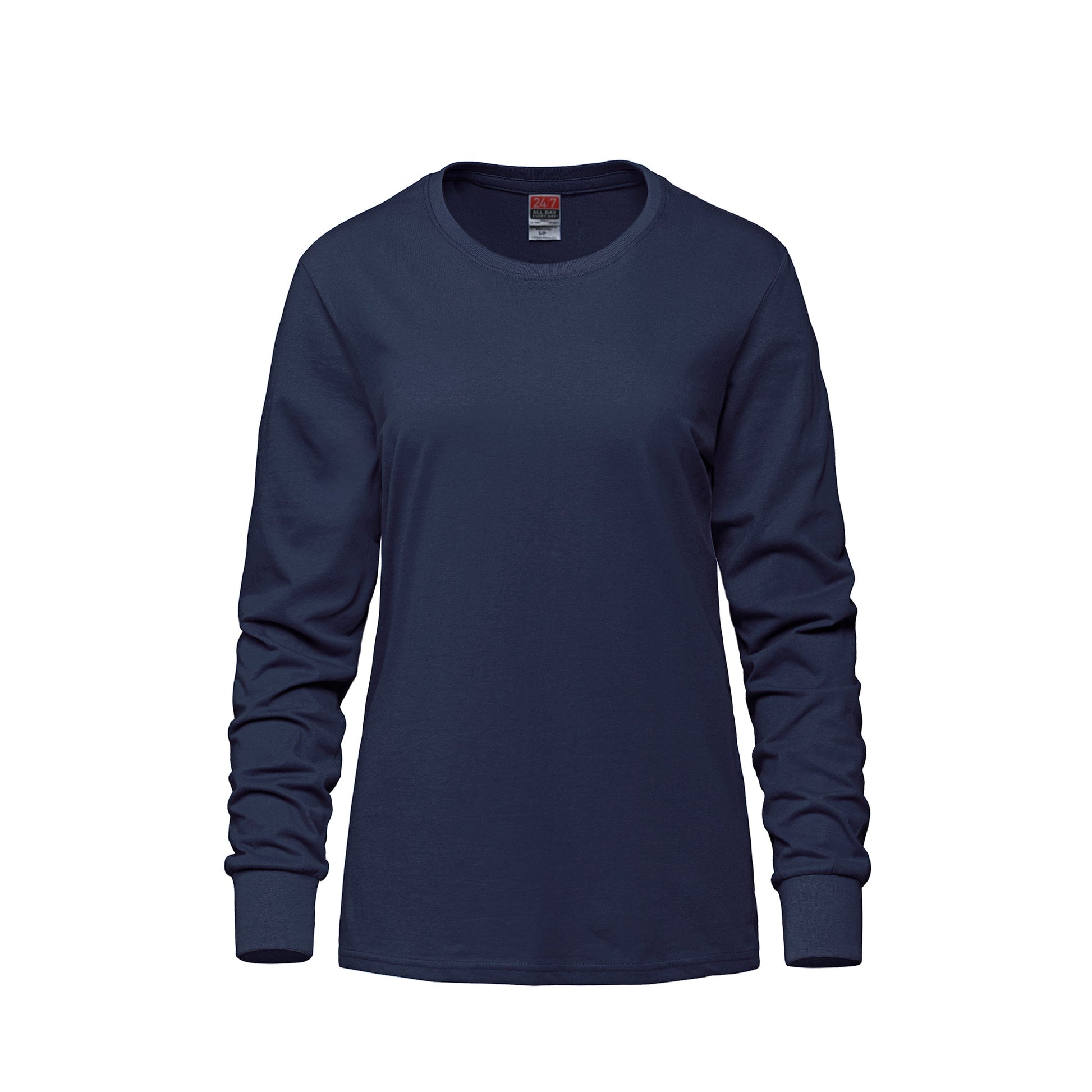 S05616 - Breeze - Ladies RING SPUN Combed Cotton Long Sleeve Crewneck T-Shirt - Navy / XS