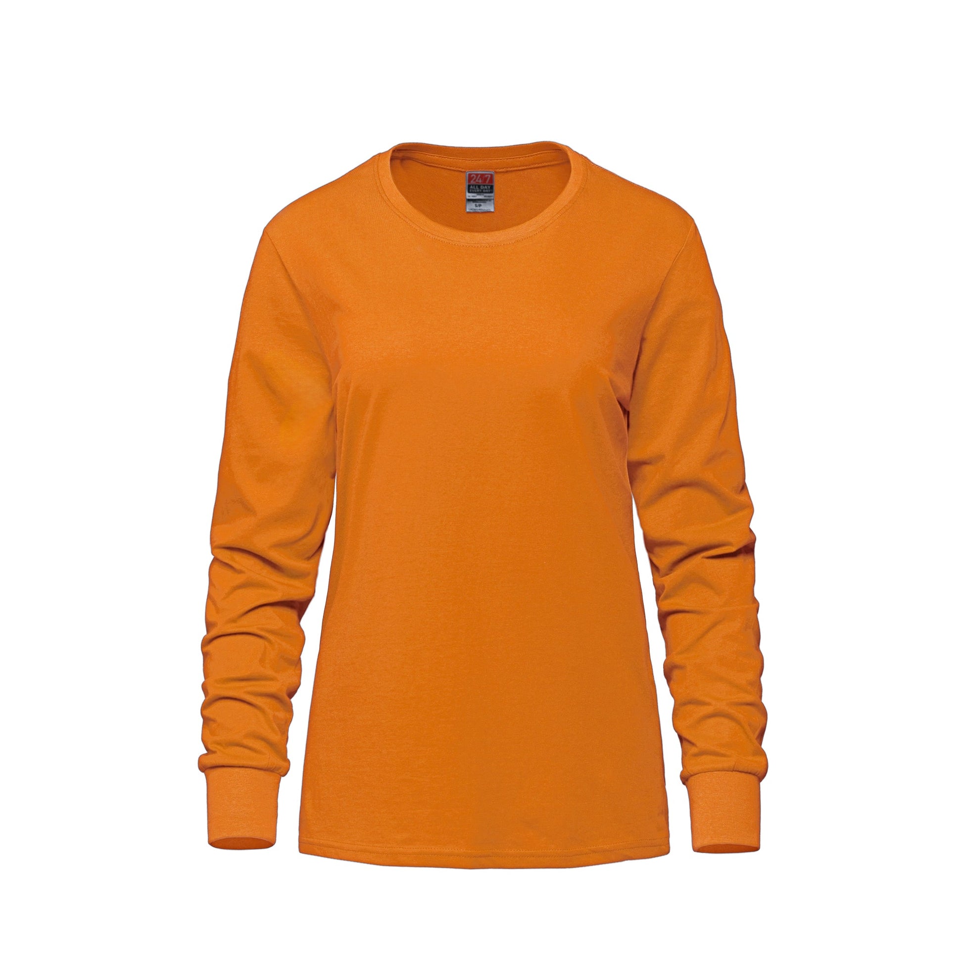 S05616 - Breeze - Ladies RING SPUN Combed Cotton Long Sleeve Crewneck T-Shirt - Orange / XS