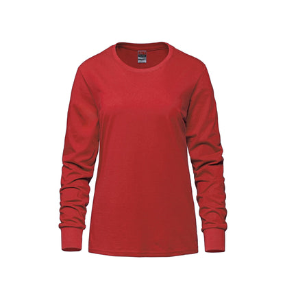 S05616 - Breeze - Ladies RING SPUN Combed Cotton Long Sleeve Crewneck T-Shirt - Red / XS