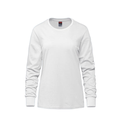 S05616 - Breeze - Ladies RING SPUN Combed Cotton Long Sleeve Crewneck T-Shirt - White / XS