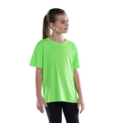 Lime green T-shirt with intense colors in cotton polyester youth crewneck style