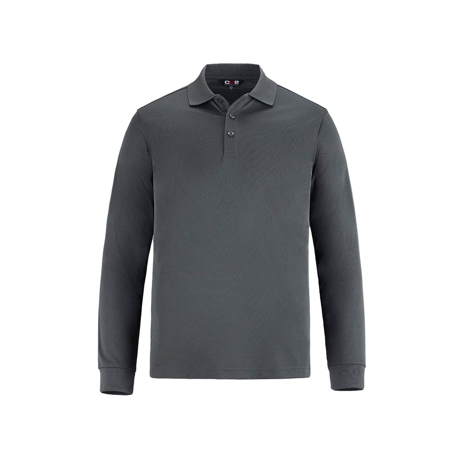 S05737 - Birdie - Men’s Long Sleeve Pique Mesh Polo - Steel Grey / S - Polos