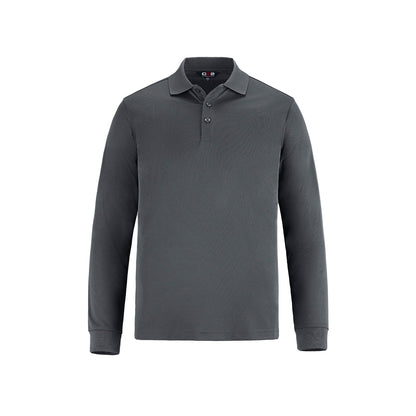 S05737 - Birdie - Men’s Long Sleeve Pique Mesh Polo - Steel Grey / S - Polos