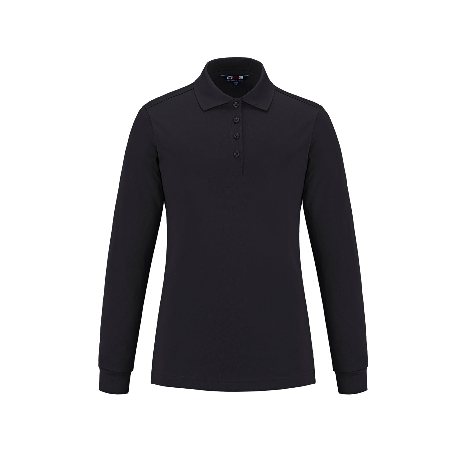 S05738 - Birdie - Ladies Long Sleeve Pique Mesh Polo - Black / XS - Polos