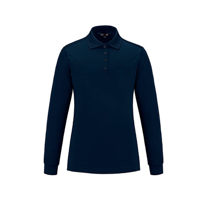 S05738 - Birdie - Ladies Long Sleeve Pique Mesh Polo - Navy / XS - Polos