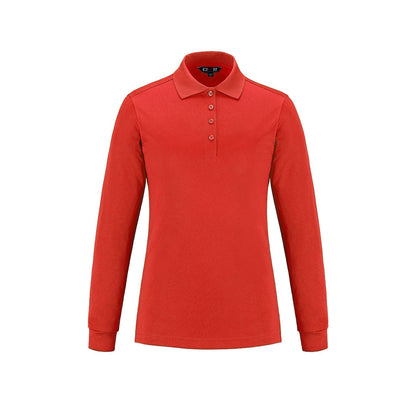 S05738 - Birdie - Ladies Long Sleeve Pique Mesh Polo - Red / XS - Polos