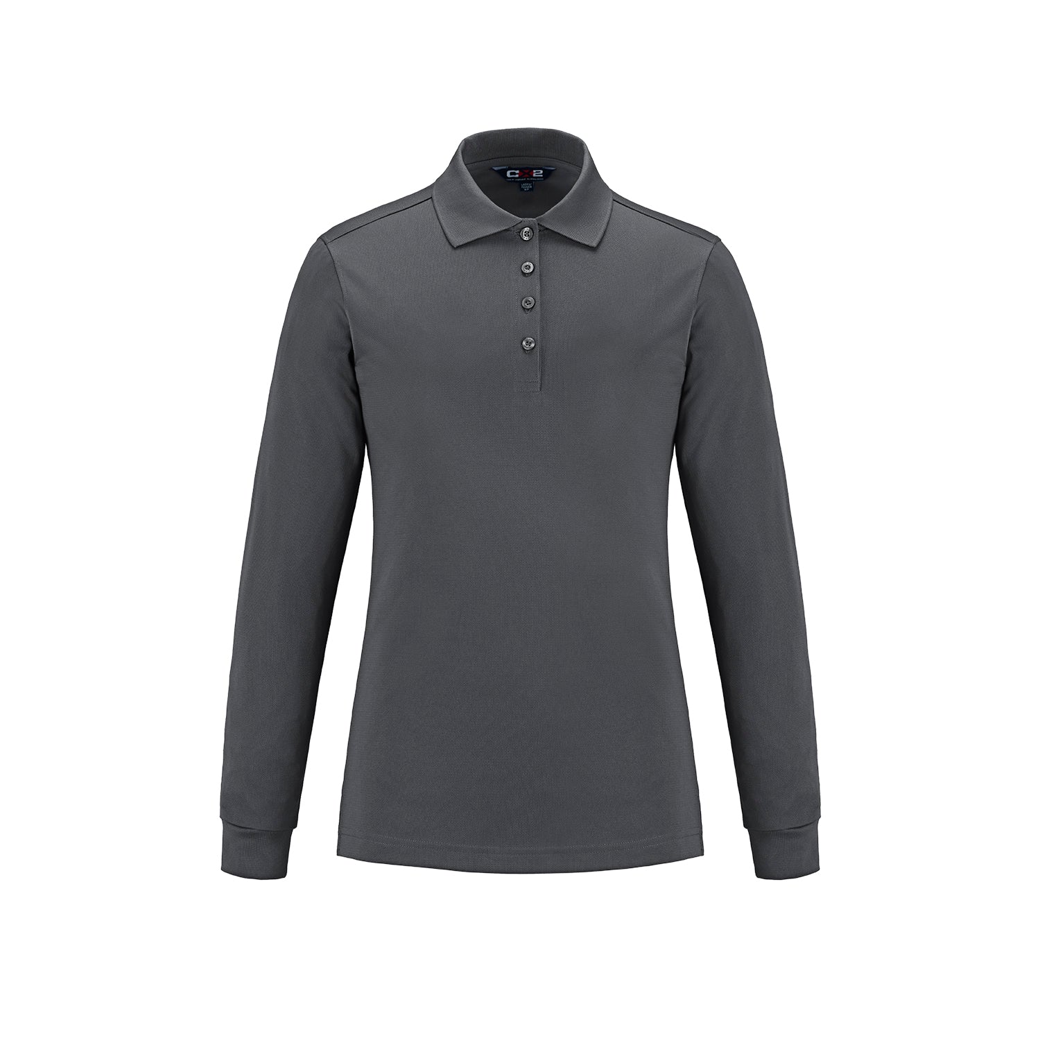 S05738 - Birdie - Ladies Long Sleeve Pique Mesh Polo - Steel Grey / XS - Polos