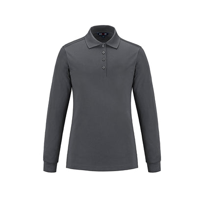 S05738 - Birdie - Ladies Long Sleeve Pique Mesh Polo - Steel Grey / XS - Polos