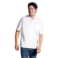 Man in white pique mesh polo shirt with pocket from Caddy S05745 product image