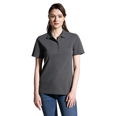 Woman’s gray cotton poly spandex polo shirt from S05786 Elite Ladies collection