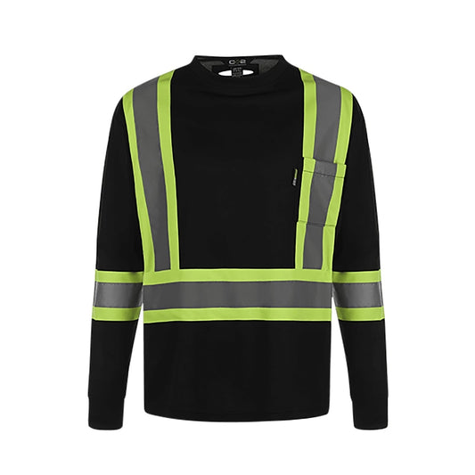 S05970 - Lookout - Adult Long Sleeve Hi-Vis T-Shirt - Black / XS